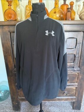 Under Armour Black and Gray Half-Zip Fleece Pullover